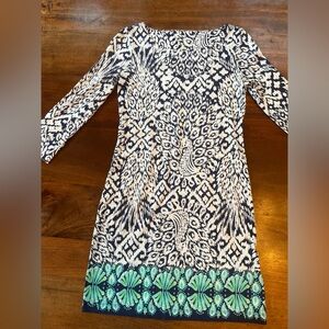 Lilly Pulitzer Dress Womens XXS Blue White Stretch Long Sleeve